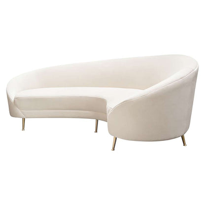 Diamond Sofa - Celine Curved Sofa with Contoured Back in Light Cream Velvet and Gold Metal Legs - CELINESOCM veiw 11