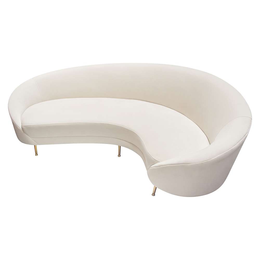 Diamond Sofa - Celine Curved Sofa with Contoured Back in Light Cream Velvet and Gold Metal Legs - CELINESOCM veiw 12