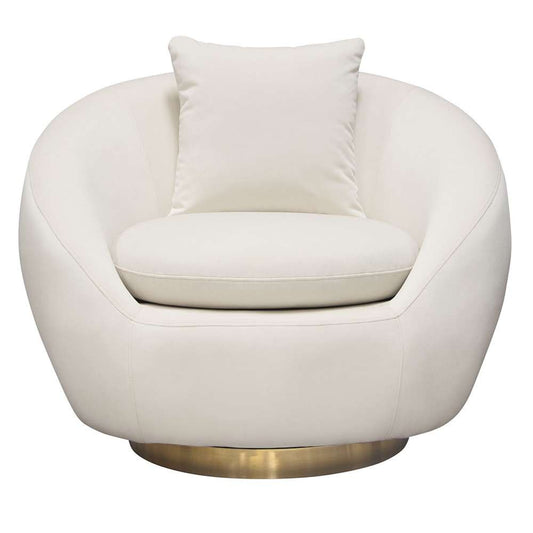 Diamond Sofa - Celine Swivel Accent Chair in Light Cream Velvet w/ Brushed Gold Accent Band - CELINECHCM veiw 1