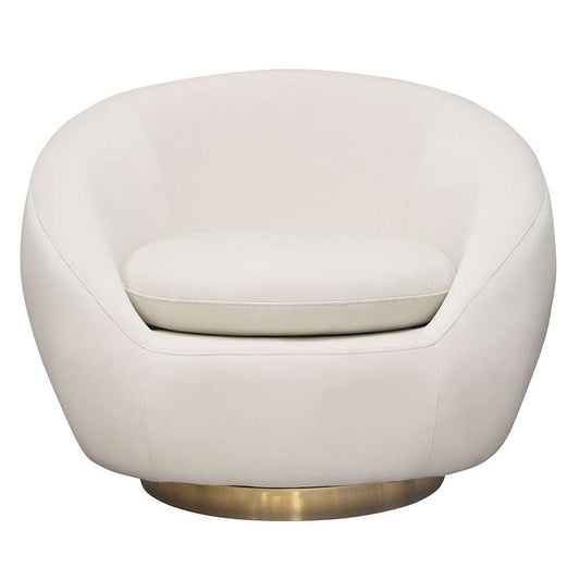 Diamond Sofa - Celine Swivel Accent Chair in Light Cream Velvet w/ Brushed Gold Accent Band - CELINECHCM veiw 2
