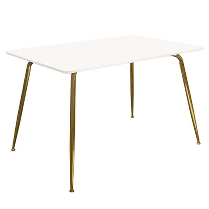 Diamond Sofa - Chance White Lacquer Top Rectangular Dining Table w/ Brushed Gold Metal Legs - CHANCEDTWHGD_CLOSEOUT veiw 1