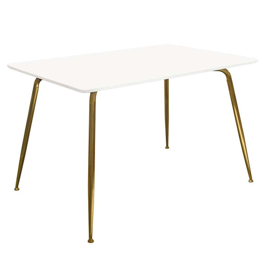 Diamond Sofa - Chance White Lacquer Top Rectangular Dining Table w/ Brushed Gold Metal Legs - CHANCEDTWHGD_CLOSEOUT veiw 1