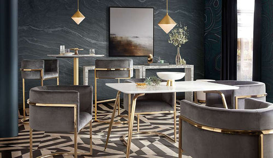 Diamond Sofa - Chance White Lacquer Top Rectangular Dining Table w/ Brushed Gold Metal Legs - CHANCEDTWHGD_CLOSEOUT veiw 2