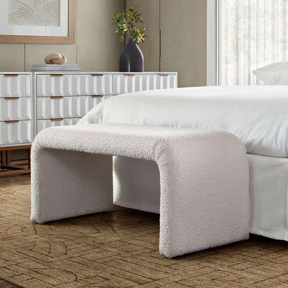 Diamond Sofa - Conrad Accent Bench in Ivory Boucle Fabric - CONRADBEIV veiw 7