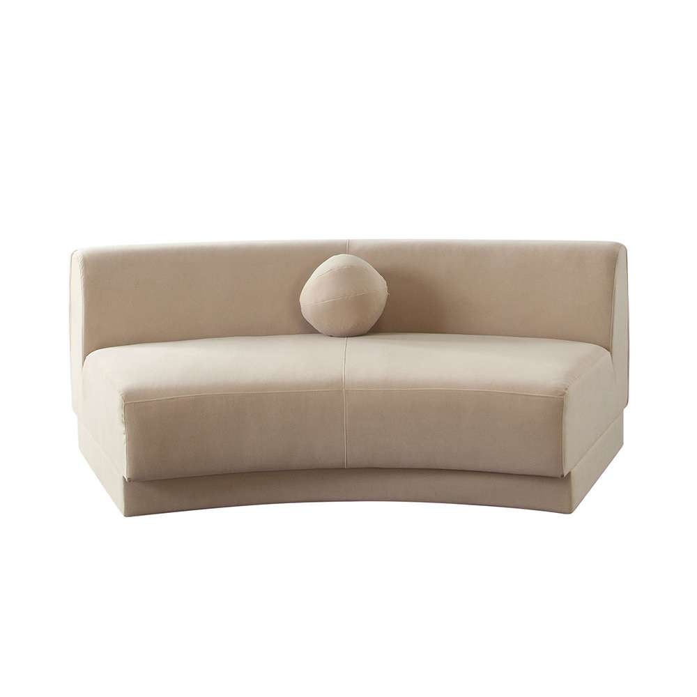 Diamond Sofa - Zelda Curved Armless Sofa in Light Camel Performance Velvet w/ (1) Accent Pillow Ball - ZELDAASLCA veiw 2
