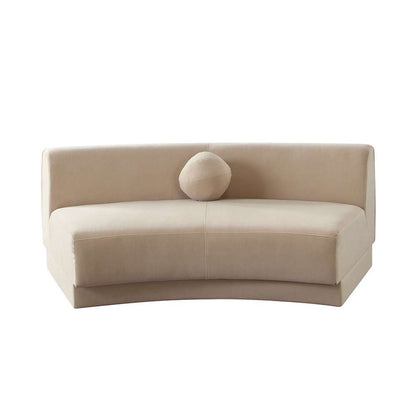 Diamond Sofa - Zelda Curved Armless Sofa in Light Camel Performance Velvet w/ (1) Accent Pillow Ball - ZELDAASLCA veiw 2