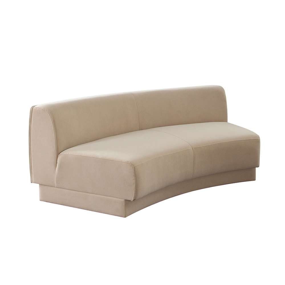 Diamond Sofa - Zelda Curved Armless Sofa in Light Camel Performance Velvet w/ (1) Accent Pillow Ball - ZELDAASLCA veiw 7