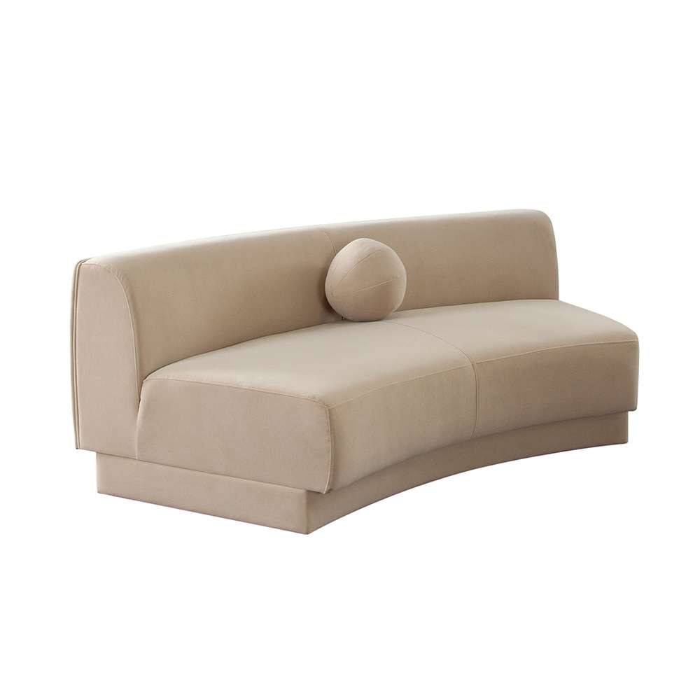 Diamond Sofa - Zelda Curved Armless Sofa in Light Camel Performance Velvet w/ (1) Accent Pillow Ball - ZELDAASLCA veiw 8