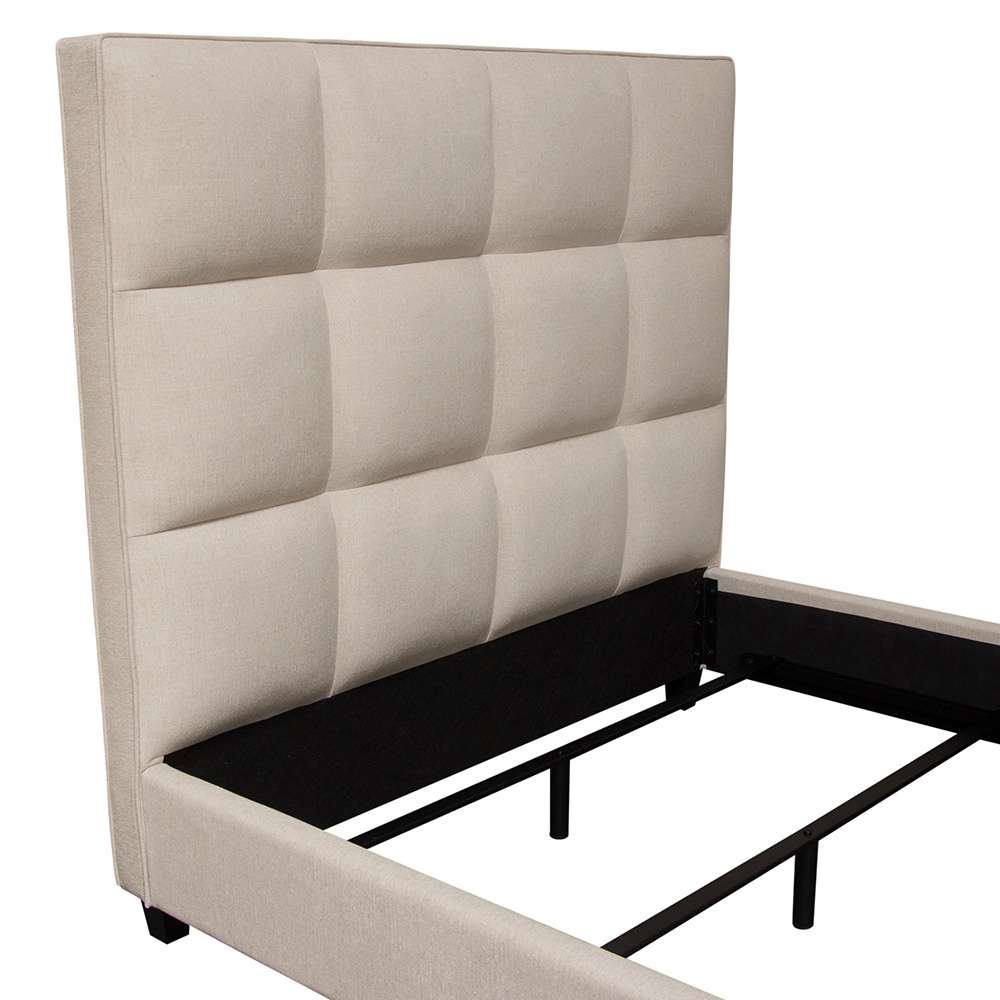 Diamond Sofa - Devon Grid Tufted Eastern King Bed in Sand Fabric - DEVONEKBEDSD veiw 6