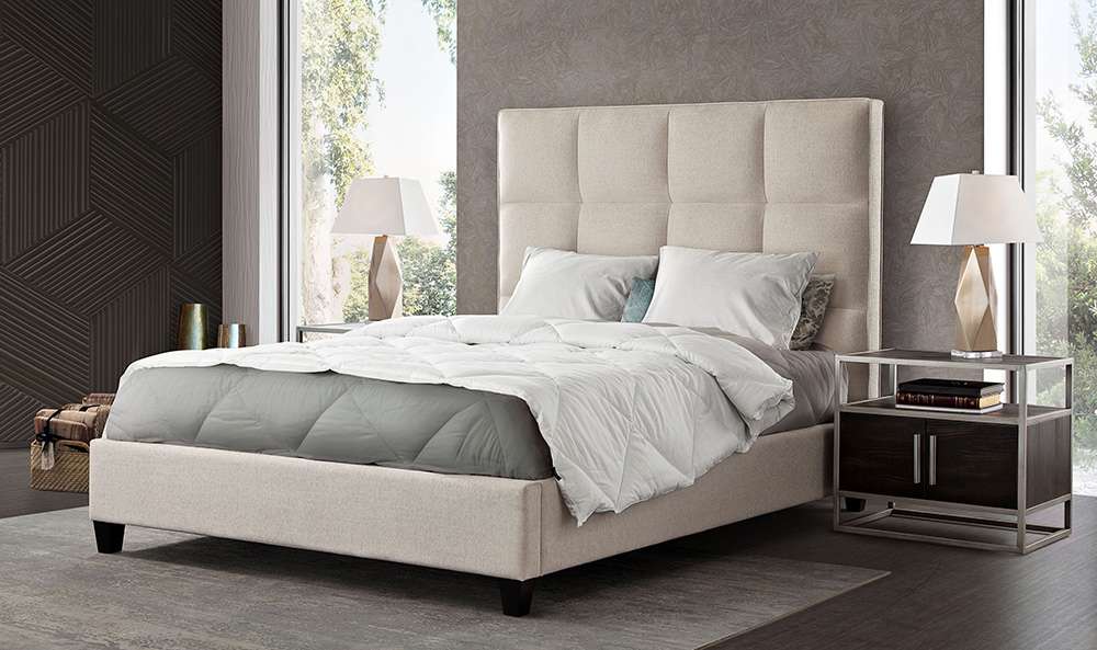 Diamond Sofa - Devon Grid Tufted Eastern King Bed in Sand Fabric - DEVONEKBEDSD veiw 12