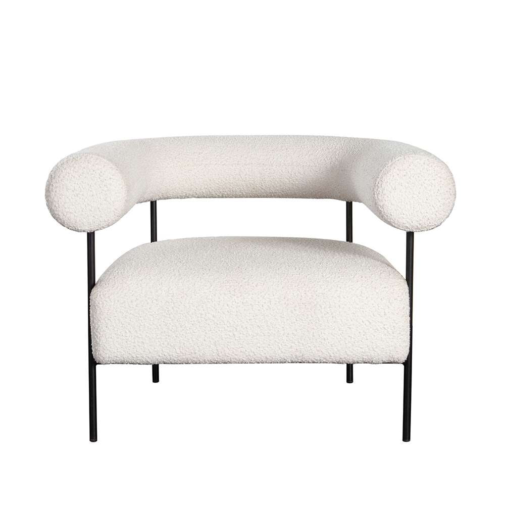 Diamond Sofa - District Accent Chair in Ivory Boucle Fabric w/ Black Metal Frame - DISTRICTCHIV veiw 1