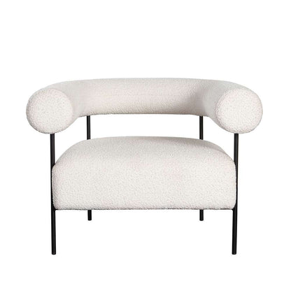 Diamond Sofa - District Accent Chair in Ivory Boucle Fabric w/ Black Metal Frame - DISTRICTCHIV veiw 1