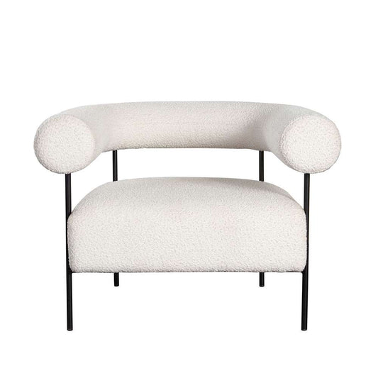 Diamond Sofa - District Accent Chair in Ivory Boucle Fabric w/ Black Metal Frame - DISTRICTCHIV veiw 1