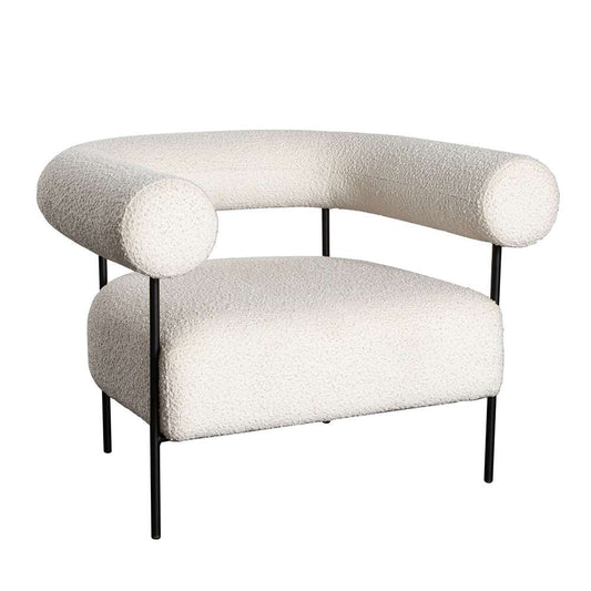 Diamond Sofa - District Accent Chair in Ivory Boucle Fabric w/ Black Metal Frame - DISTRICTCHIV veiw 2