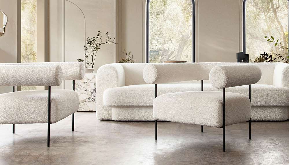 Diamond Sofa - District Accent Chair in Ivory Boucle Fabric w/ Black Metal Frame - DISTRICTCHIV veiw 9