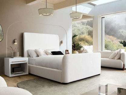 Diamond Sofa - Eve Queen Bed in Elite Ivory Fabric w/ Contoured Headboard & Footboard - EVEIVQUBED veiw 12