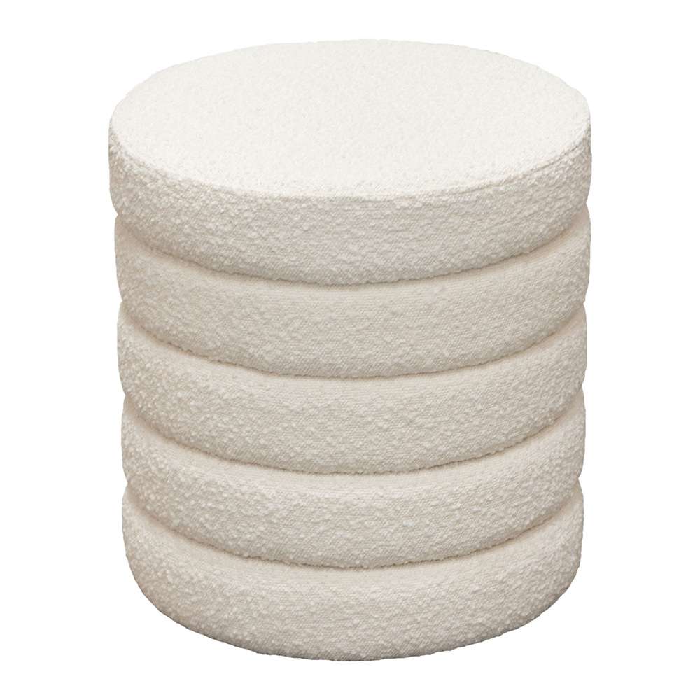 Diamond Sofa - Helix Round Accent Ottoman in Ivory Boucle fabric - HELIXOTIV veiw 1