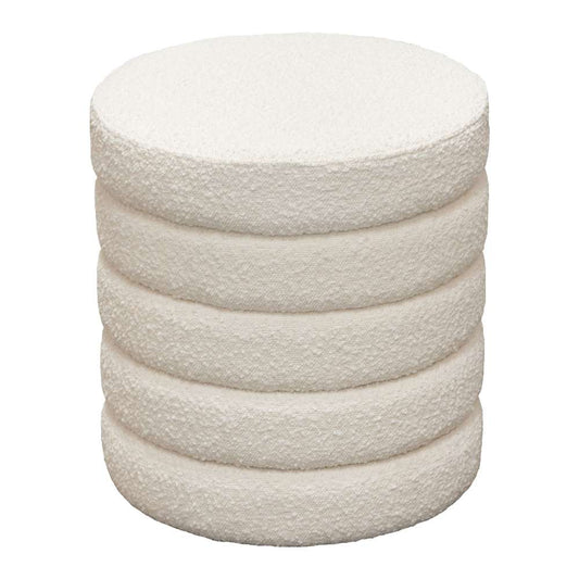 Diamond Sofa - Helix Round Accent Ottoman in Ivory Boucle fabric - HELIXOTIV veiw 1