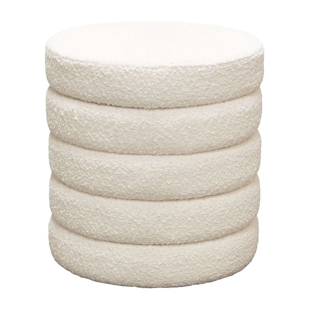 Diamond Sofa - Helix Round Accent Ottoman in Ivory Boucle fabric - HELIXOTIV veiw 2