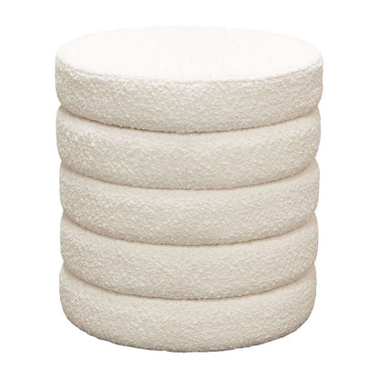 Diamond Sofa - Helix Round Accent Ottoman in Ivory Boucle fabric - HELIXOTIV veiw 2