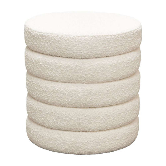 Diamond Sofa - Helix Round Accent Ottoman in Ivory Boucle fabric - HELIXOTIV veiw 2