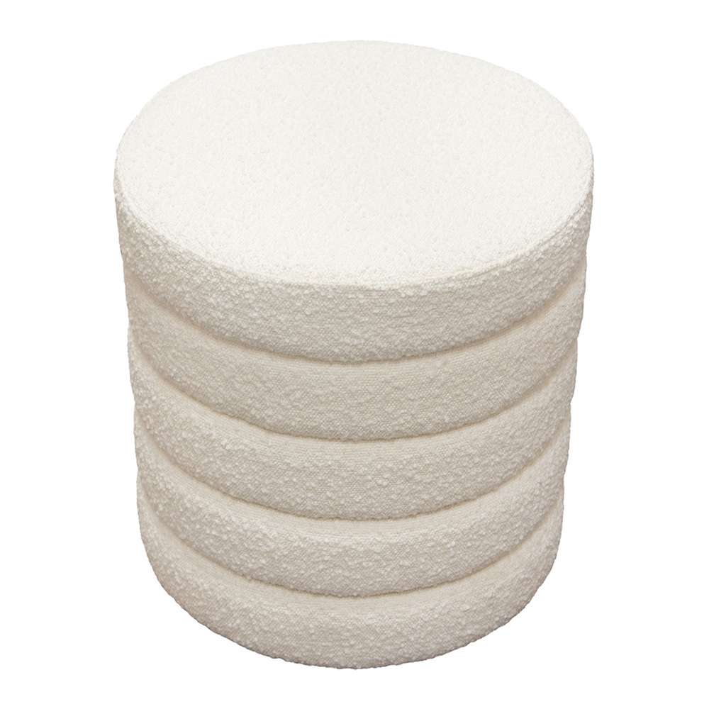 Diamond Sofa - Helix Round Accent Ottoman in Ivory Boucle fabric - HELIXOTIV veiw 3