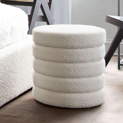 Diamond Sofa - Helix Round Accent Ottoman in Ivory Boucle fabric - HELIXOTIV veiw 4