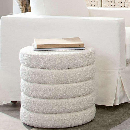 Diamond Sofa - Helix Round Accent Ottoman in Ivory Boucle fabric - HELIXOTIV veiw 5