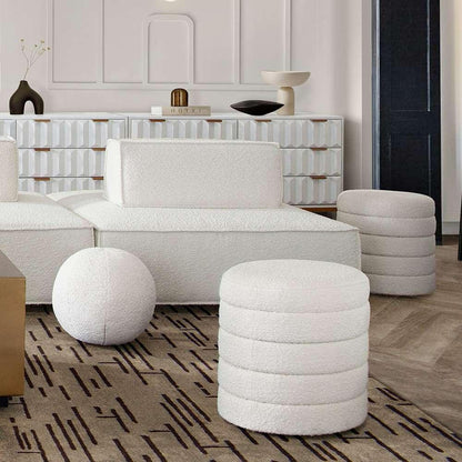 Diamond Sofa - Helix Round Accent Ottoman in Ivory Boucle fabric - HELIXOTIV veiw 6