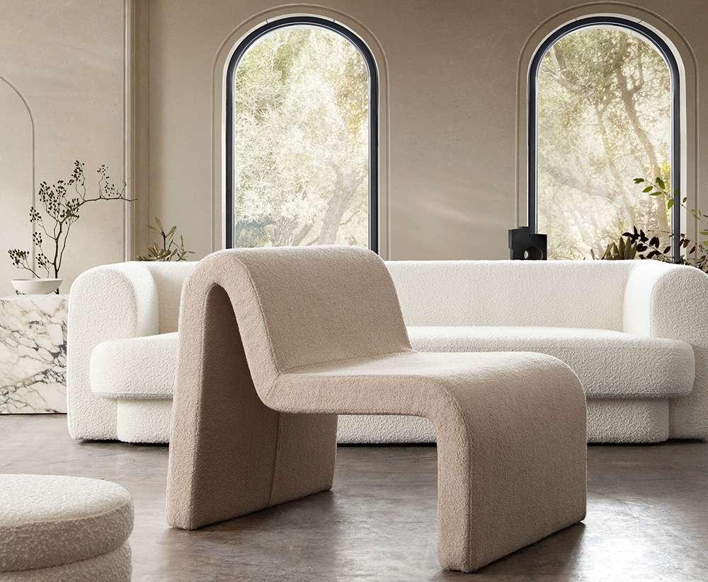 Diamond Sofa - Lana Accent Chair in Camel Looped Shearling Fabric - LANACHCA veiw 8