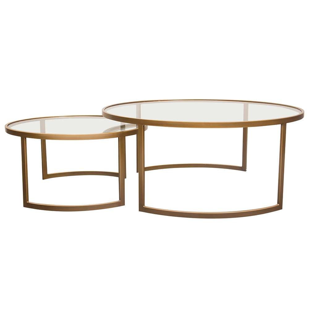 Diamond Sofa - Lane 2PC Round Nesting Set in Brushed Gold Frame w/ Clear Tempered Glass Tops - LANECTGD veiw 1