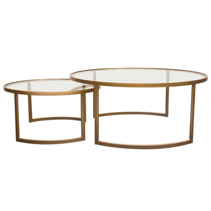 Diamond Sofa - Lane 2PC Round Nesting Set in Brushed Gold Frame w/ Clear Tempered Glass Tops - LANECTGD veiw 1