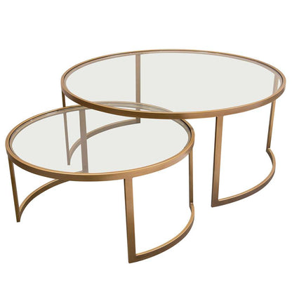 Diamond Sofa - Lane 2PC Round Nesting Set in Brushed Gold Frame w/ Clear Tempered Glass Tops - LANECTGD veiw 2