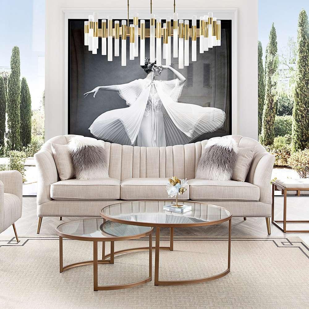 Diamond Sofa - Lane 2PC Round Nesting Set in Brushed Gold Frame w/ Clear Tempered Glass Tops - LANECTGD veiw 4