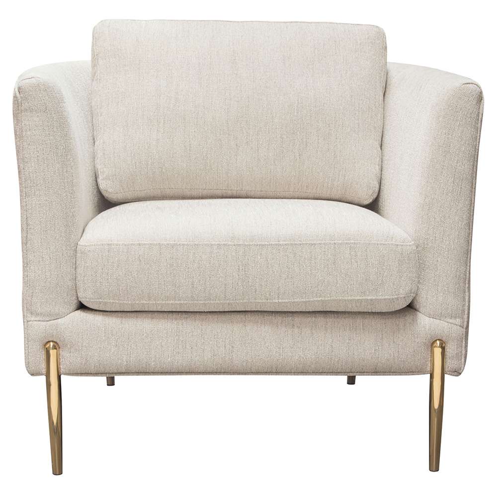Diamond Sofa - Lane Chair in Light Cream Fabric with Gold Metal Legs - LANECHCM veiw 1