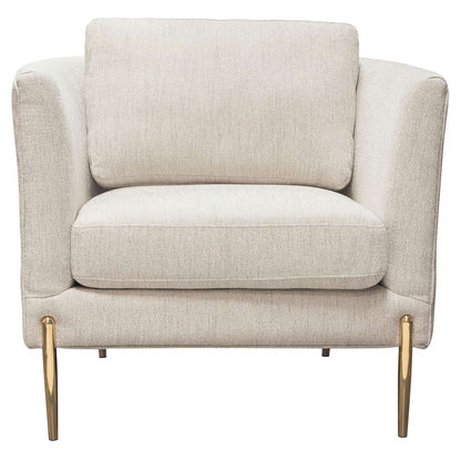 Diamond Sofa - Lane Chair in Light Cream Fabric with Gold Metal Legs - LANECHCM veiw 1
