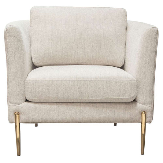 Diamond Sofa - Lane Chair in Light Cream Fabric with Gold Metal Legs - LANECHCM veiw 1