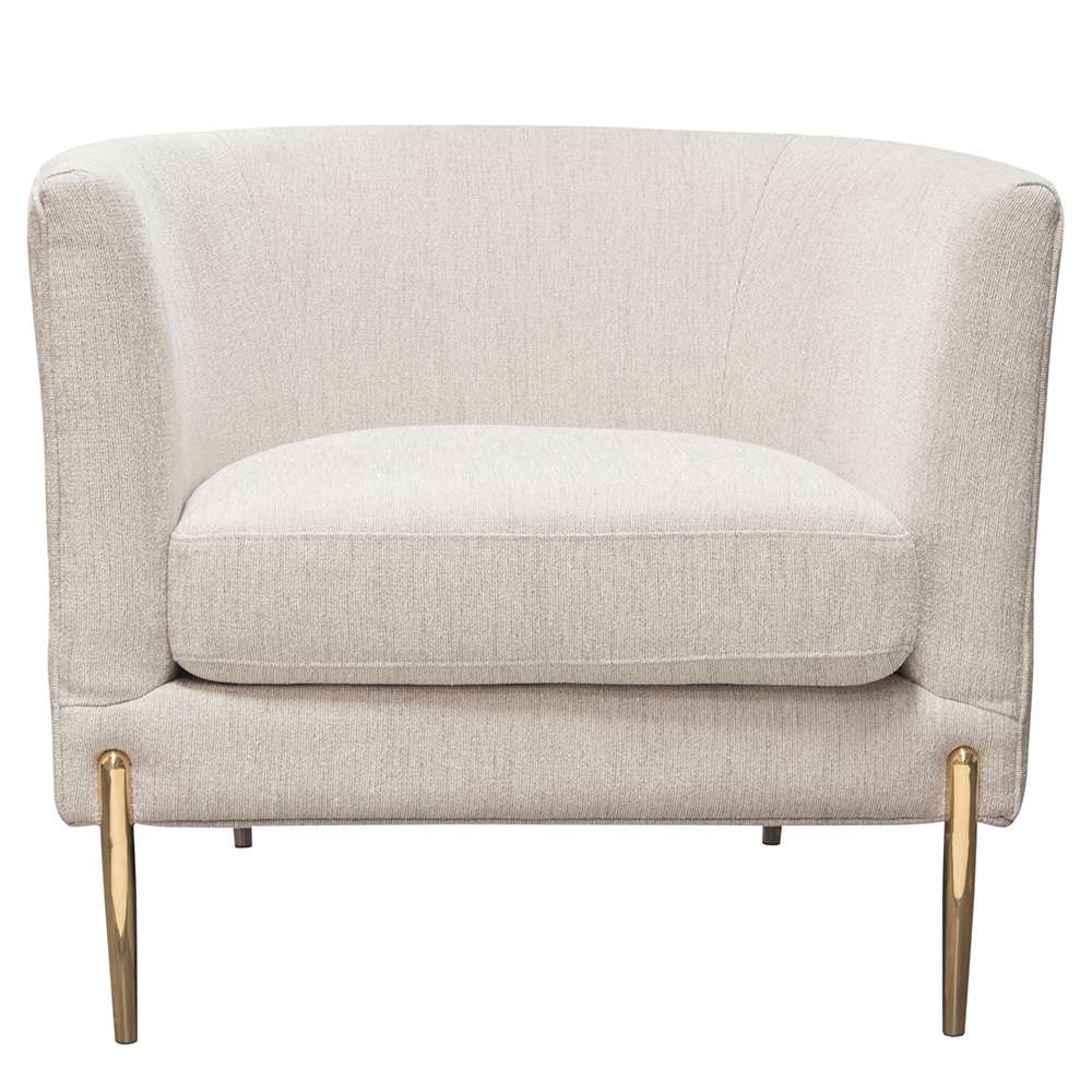 Diamond Sofa - Lane Chair in Light Cream Fabric with Gold Metal Legs - LANECHCM veiw 2
