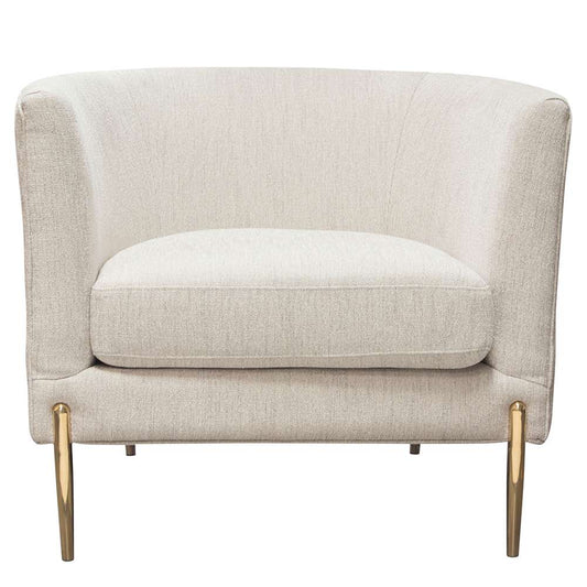Diamond Sofa - Lane Chair in Light Cream Fabric with Gold Metal Legs - LANECHCM veiw 2