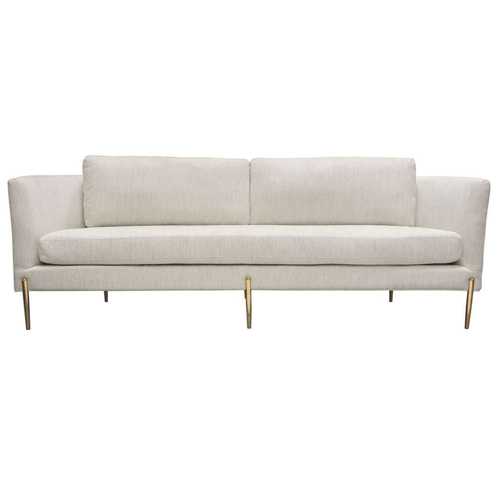 Diamond Sofa - Lane Sofa in Light Cream Fabric with Gold Metal Legs - LANESOCM veiw 1