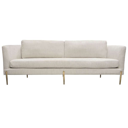 Diamond Sofa - Lane Sofa in Light Cream Fabric with Gold Metal Legs - LANESOCM veiw 1