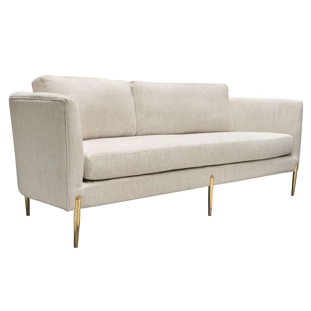 Diamond Sofa - Lane Sofa in Light Cream Fabric with Gold Metal Legs - LANESOCM veiw 13