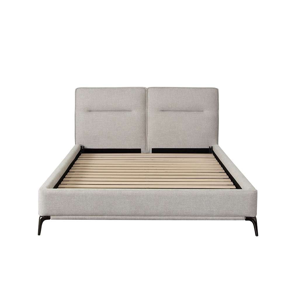 Diamond Sofa - Leandro Low Profile Queen Bed in Clarkson Sand Fabric w/ Black Metal Leg - LEANDROSDQUBED veiw 1