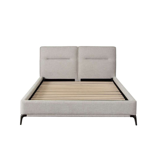 Diamond Sofa - Leandro Low Profile Queen Bed in Clarkson Sand Fabric w/ Black Metal Leg - LEANDROSDQUBED veiw 1