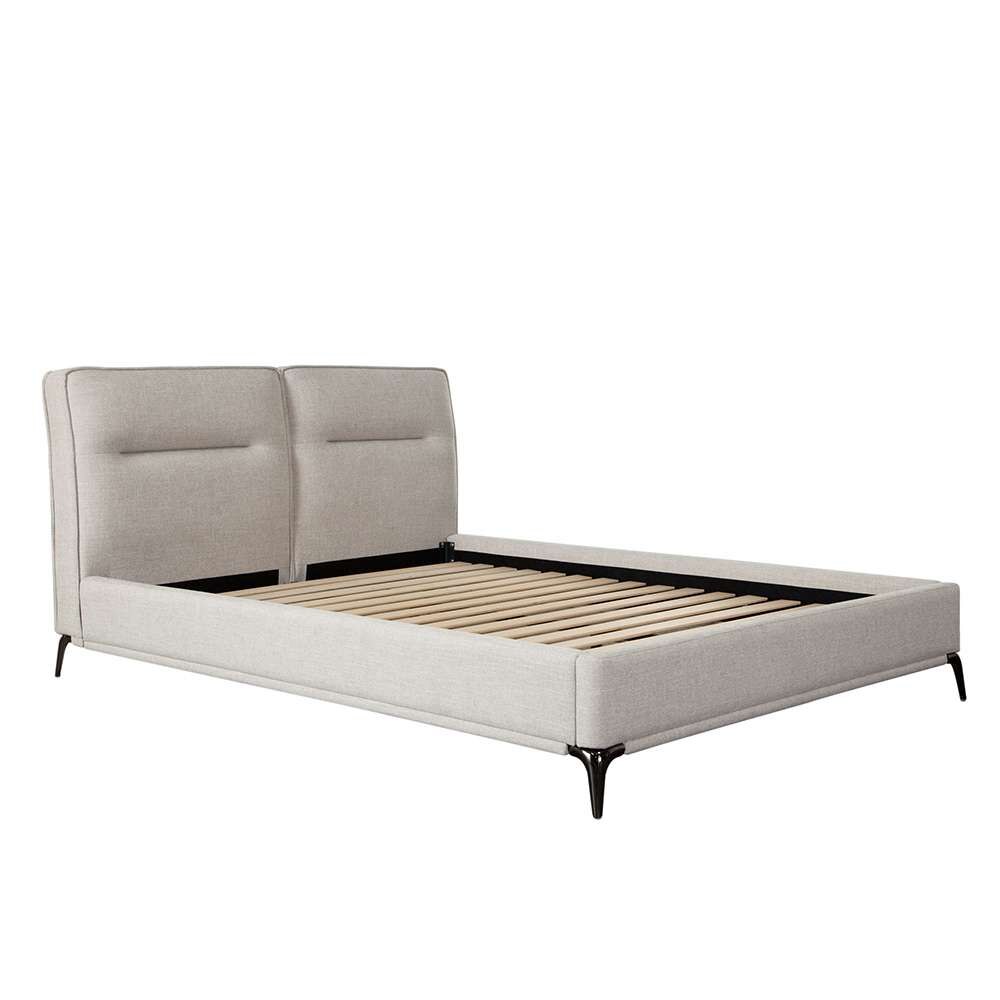 Diamond Sofa - Leandro Low Profile Queen Bed in Clarkson Sand Fabric w/ Black Metal Leg - LEANDROSDQUBED veiw 2