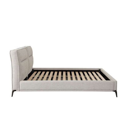 Diamond Sofa - Leandro Low Profile Queen Bed in Clarkson Sand Fabric w/ Black Metal Leg - LEANDROSDQUBED veiw 13