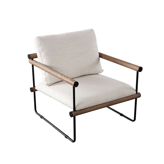 Diamond Sofa - Liam Accent Chair in Cream Fabric w/ Metal Frame & Wood Arm - LIAMCHCM veiw 2