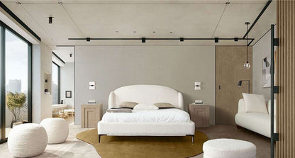Diamond Sofa - Path Low Profile Eastern King Bed in Oslo Ivory Fabric w/ Contoured Headboard and Black Metal Leg - PATHWHEKBED veiw 11
