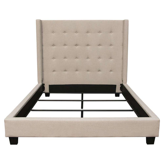 Diamond Sofa - Madison Ave Tufted Wing Queen Bed in Sand Button Tufted Fabric - MADISONAVEQUBEDSD veiw 1
