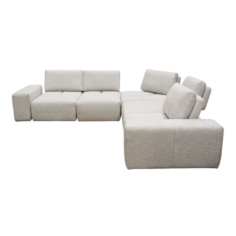 Diamond Sofa Jazz Modular 5-Seater Corner Sectional with Adjustable Backrests in Light Brown Fabric - JAZZ4AC1SC2ARLB veiw 2